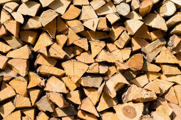 Pile of wood logs ready for winter