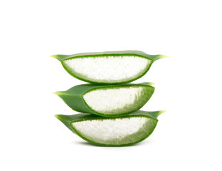 aloe vera fresh leaf. isolated over white