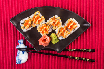 japanese cuisine. sushi on the background