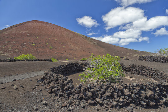 Volcano and lava desert, Lanzarote, Canary islands,
