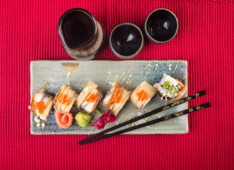 japanese cuisine. sushi on the background
