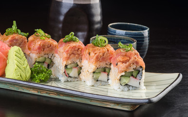japanese cuisine. sushi on the background