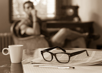Cup of Coffee Newspaper Man