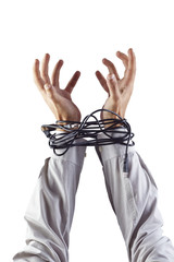 Hands tied with cables