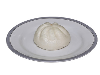 Steam stuffed bun on  plate isolation