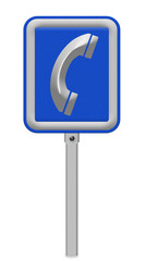 telephone sign on white