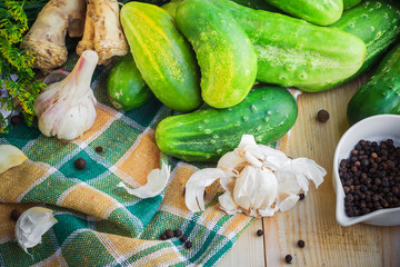 ingredients preparation pickled cucumbers