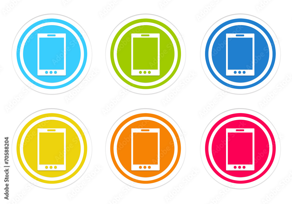 Poster set of rounded colorful icons with phone symbol