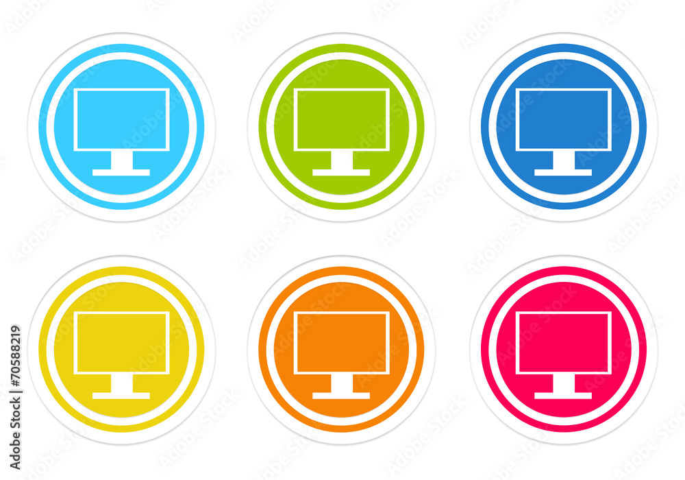 Poster set of colorful icons with tv screen of computer monitor symbol