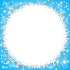 Weihnachtlicher, runder Schneeflocken-Hintergrund, eisblau