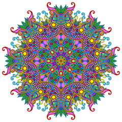 Circle lace ornament, round ornamental geometric doily pattern