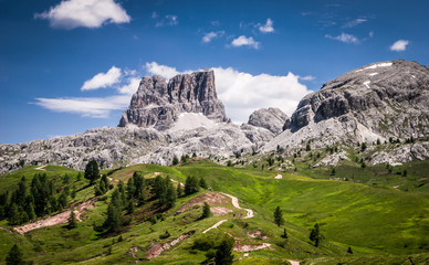 Fototapeta premium Dolomites mountains at summer.Passo Di Falzarego.