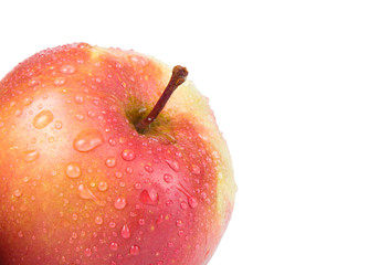 Apple with drops in the corner isolated on a white background. S