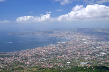 widok z Wezuwiusza na zatokę neapolitańską, Włochy