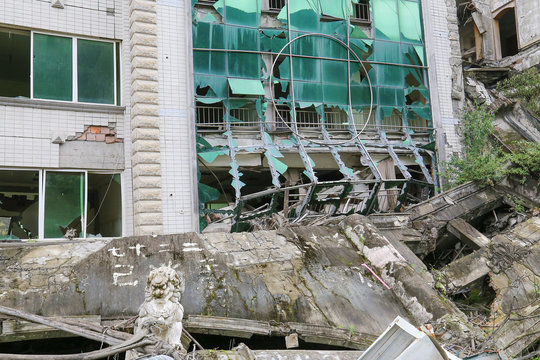 earthquake  house after May 12,2008  at beichuan,mianyang,china