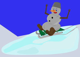 snowman on a sled