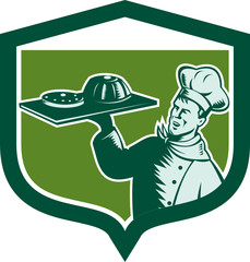 Baker Tray Food Cake Shield Woodcut