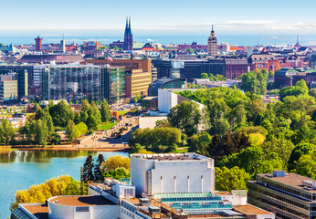 Aerial panorama of Helsinki, Finland