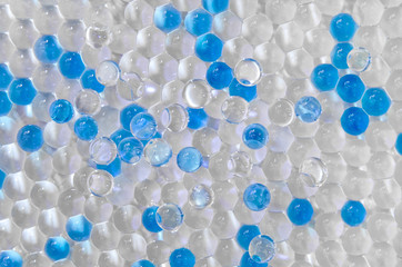 Abstract background of white and blue shiny balls