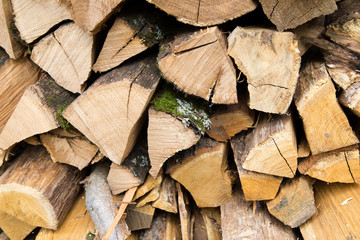 Stacked logs of firewood