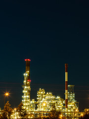 Night view of the refinery petrochemical plant