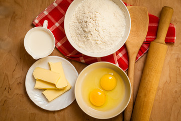 Preparation for baking, bake ingredients.