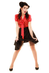 Retro. Full length of woman girl in pinup style