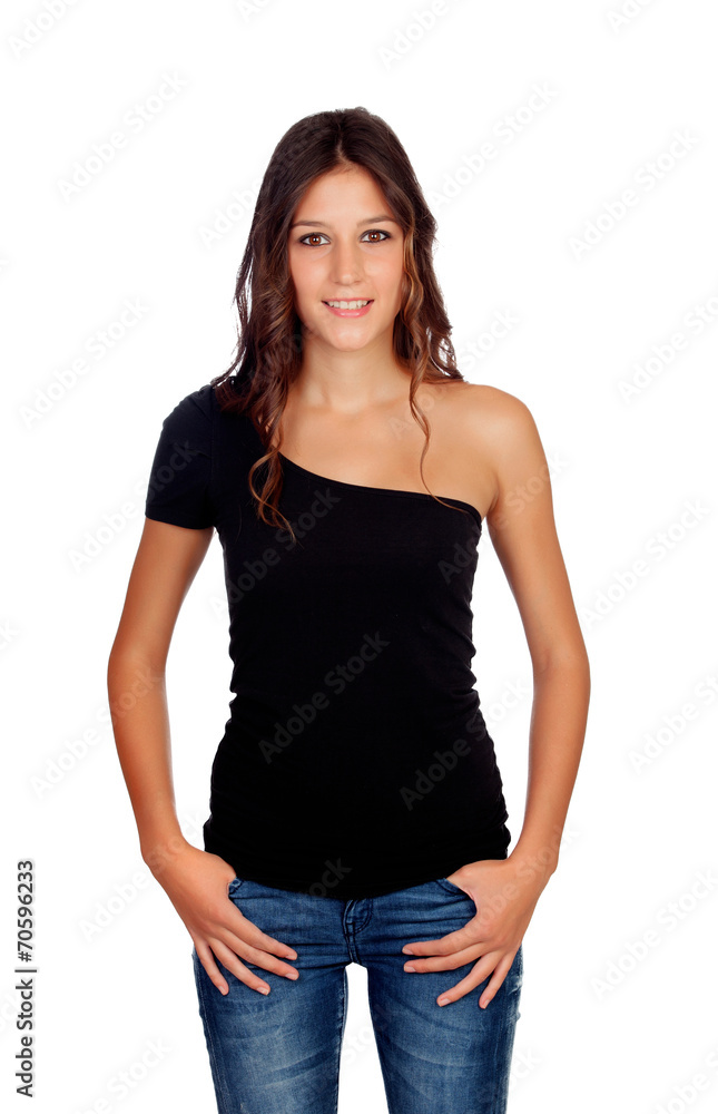 Wall mural attractive casual girl with jeans