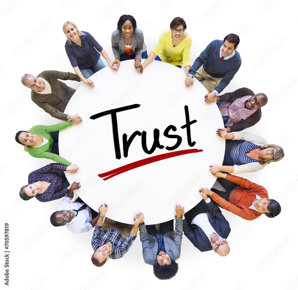 Wall mural diverse people holding hands trust concepts - Wall murals