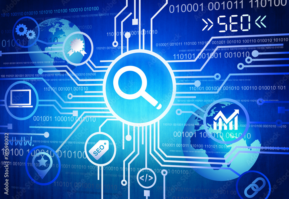 Poster digitally generated image of seo concepts