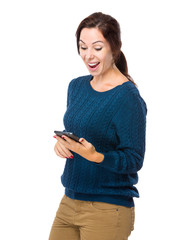 Fototapeta premium Woman read the message of mobile phone