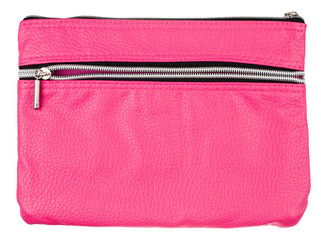 pink pencil case isolated on white background