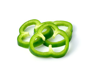 Sliced green pepper isolated on white