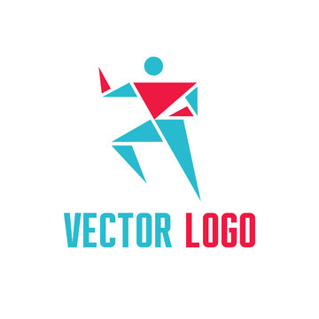 Abstract Vector Logo Template - Run Man Figure.