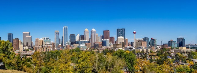Calgary skyline from the south looking north in fall