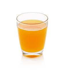 Full glass of orange juice on white background