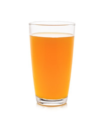 Full glass of orange juice isolated on white background