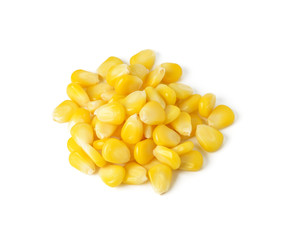 Sweet whole kernel corn on white background