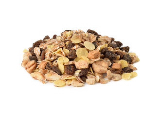 pile of muesli isolated on white background