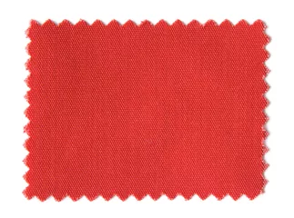 Photo sur Plexiglas Poussière Échantillons de tissu rouge isolé sur fond blanc
