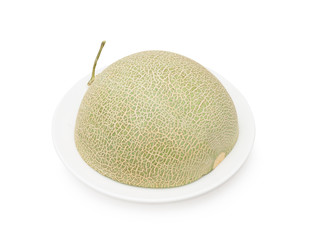 Half of cantaloupe melon  isolated on white background