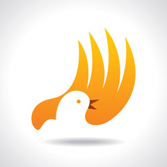 fly of bird to hand. creative idea