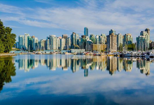 Vancouver skyline with harbor, British Columbia, Canada