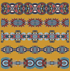 collection of seamless ornamental floral stripes