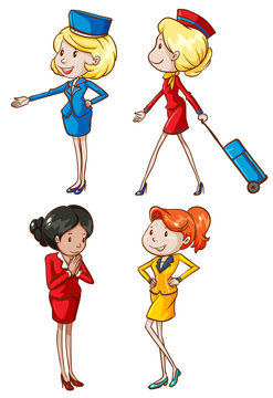 Simple sketches of an air hostess