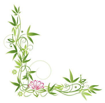 Bambus mit Blumen und kleiner Lotusblume. Wellness, Yoga.