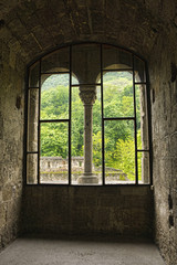 View from the window in a medieval castle