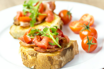 Fototapeta na wymiar Italian Bruschetta Sandwich Close Up