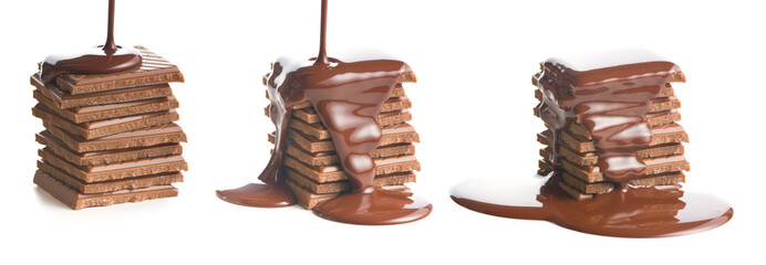 pouring chocolate on chocolate bar