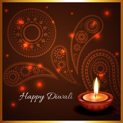 Artistic background of diwali diya